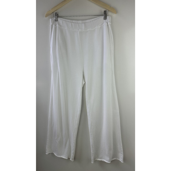 Eileen Fisher Lightweight Organic Cotton Terry Pant Easy Fit Crop Ankle White S - Picture 2 of 14